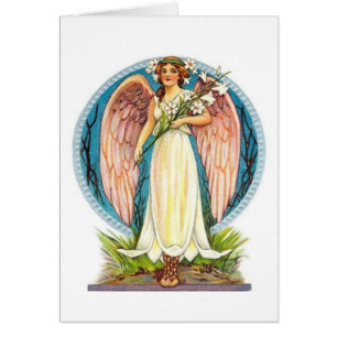 Cartão Anjo com flores de Lilly