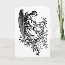 Cartão Anjo com harpa e flora