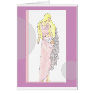 Cartão anjo cor-de-rosa com nome