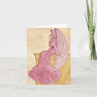 Cartão Anjo cor-de-rosa Notecard