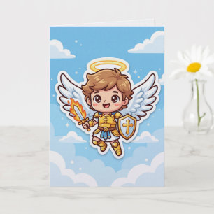 Cartão Anjo Cute Arcanjo Miguel Cartoon Anjo Cristão