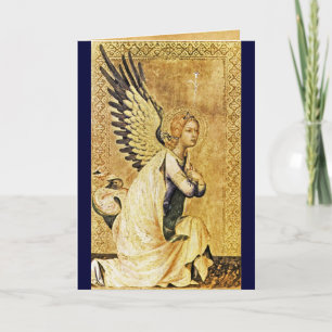 Cartão ANJO DA ANUNCIAÇÃO ,Dourado Amarelo ,Safira Azul