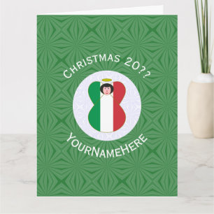 Cartão Anjo da Bandeira Italiana Natal Personalizado 