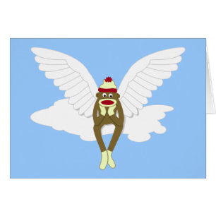 Cartão Anjo-da-guarda do macaco da peúga