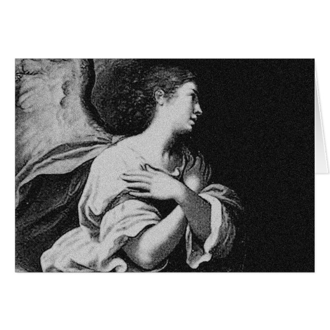 Cartão Anjo-da-guarda em preto e branco (Frente Horizontal)