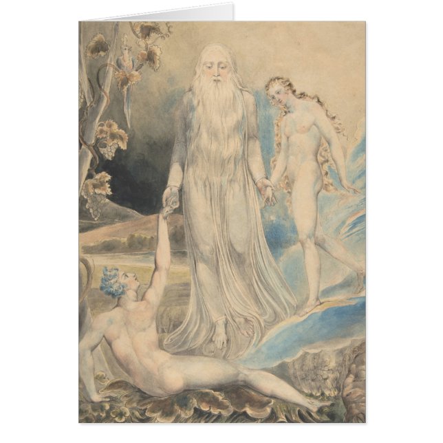 Cartão Anjo da presença divina que traz a véspera a Adam (Frente)