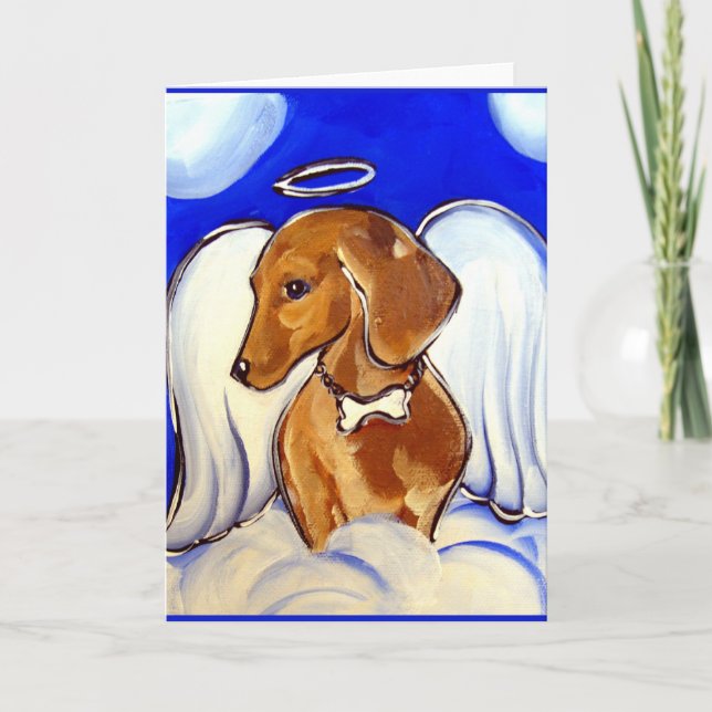 Cartão Anjo Dachshund (Frente)