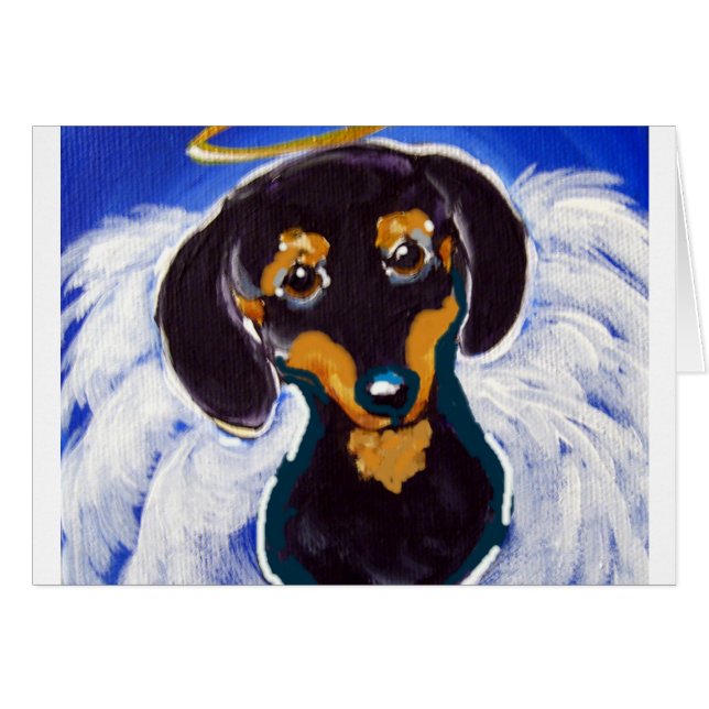 Cartão Anjo Dachshund (Frente Horizontal)