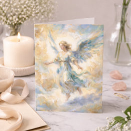 Cartão Anjo de Aquarela Pensando em Você - Condolências
