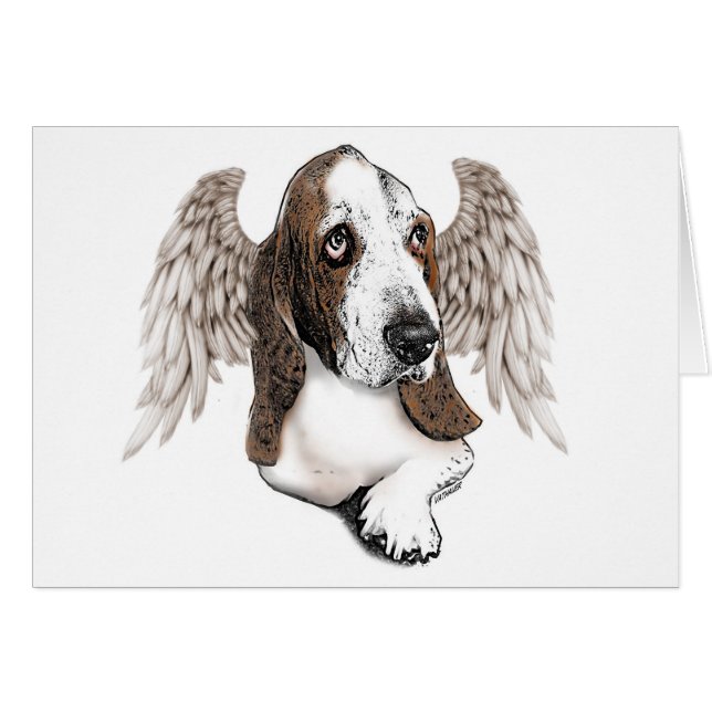 Cartão Anjo de Basset Hound (Frente Horizontal)