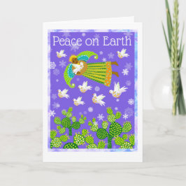 Cartão Anjo de cor e pombas espalham a esperança pela paz