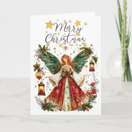 Cartão Anjo de Natal & Lanternas iluminadas. Natal