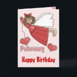 Cartão Anjo do aniversário de fevereiro<br><div class="desc">Os cartões de aniversário pequenos doces do anjo são personalizados facilmente com suas próprias palavras. Cartões de aniversário bonitos para miúdos.</div>