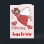 Cartão Anjo do aniversário de fevereiro<br><div class="desc">Os cartões de aniversário pequenos doces do anjo são personalizados facilmente com suas próprias palavras. Cartões de aniversário bonitos para miúdos.</div>