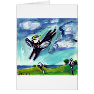 Cartão Anjo do gato preto