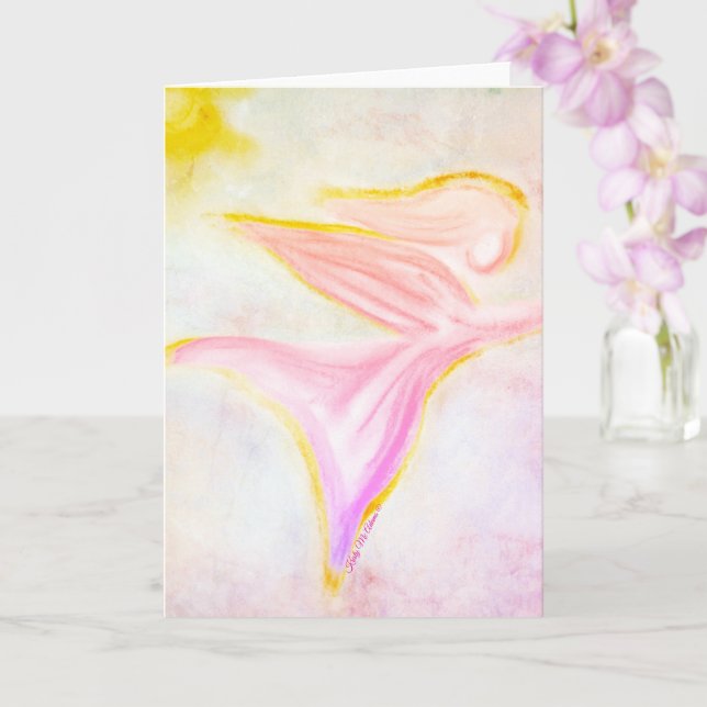 Cartão Anjo Dourado em Voo – Saudação Céu Rosa Sol (Orquídea)
