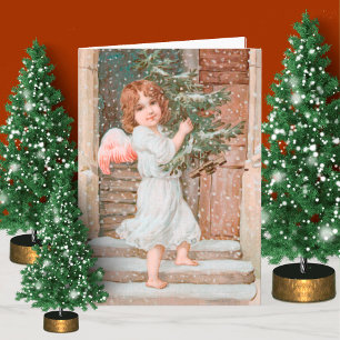 Cartão Anjo Encantador com Árvore de Natal