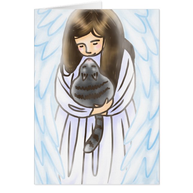 Cartão Anjo & gato (Frente)