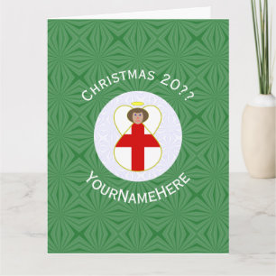 Cartão Anjo Inglês Bandeira de Natal Personalizada 