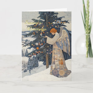 Cartão Anjo no Natal da Paisagem Neve