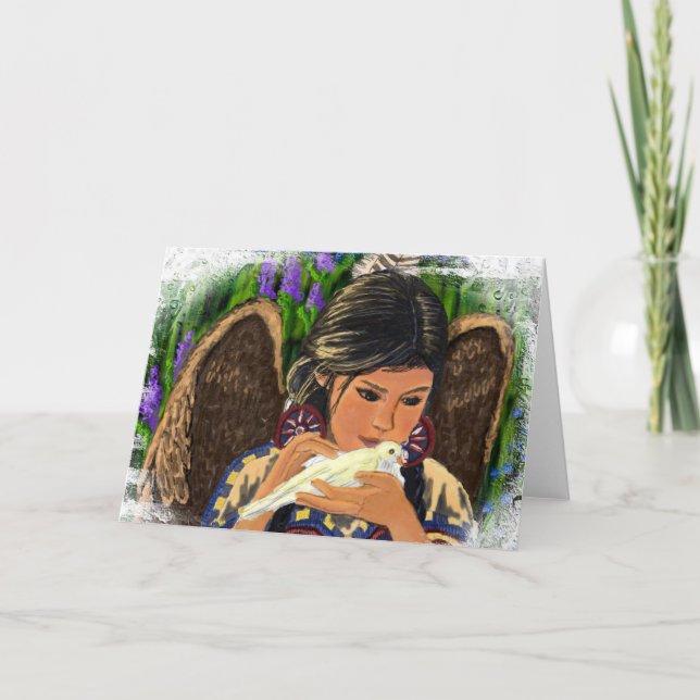 Cartão Anjo Notecard do nativo americano (Frente)