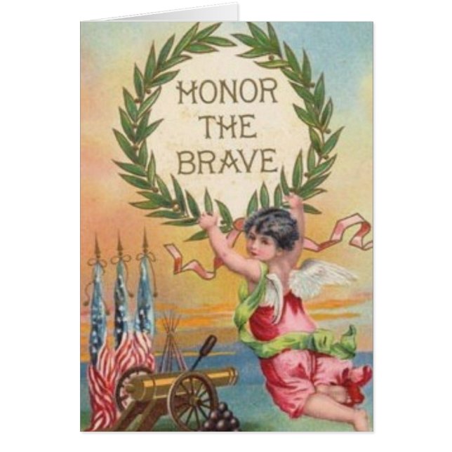 Cartão Anjo patriótico do vintage (Frente)
