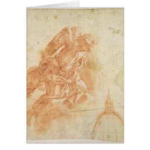 Cartão Anjo suspendido e esboço arquitectónico, c.1600