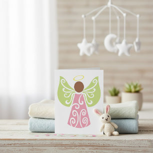 Cartão Anjo Verde Rosa Asas Espirituosas Espirituosas Esp