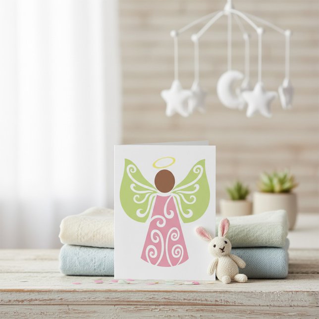 Cartão Anjo Verde Rosa Asas Espirituosas Espirituosas Esp (Criador carregado)