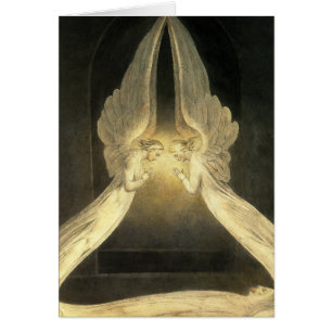 Cartão Anjos Antigos Pairando Sobre Jesus Cristo