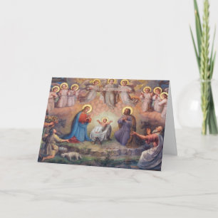 Cartão Anjos da Natividade do Natal Sagrada Família Pasto