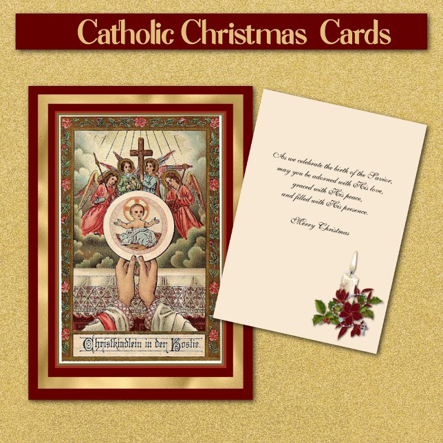 Cartão Anjos de Natal de Jesus católicos (German Catholic Christmas Cards - Easy to personalize)