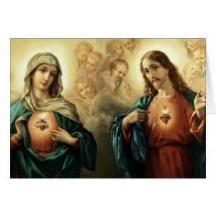 Cartão Anjos imaculados de Jesus Mary do coração sagrad