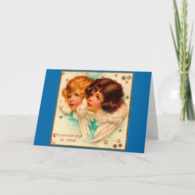 Cartão Anjos vitorianos Jovens de Natal são finos (Frente)