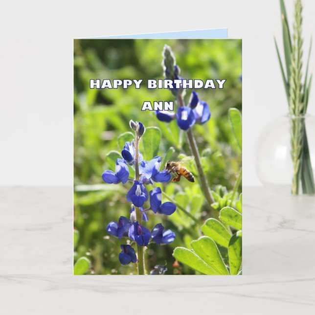 Cartão Ann Texas Bluebonnet Happy Birthday (Frente)