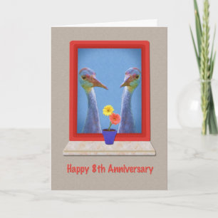 Cartão Anniversary, 8th, Two Sandhill Cranes