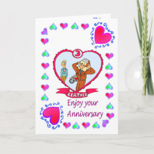 Cartão Anniversary card 3rd Leather
