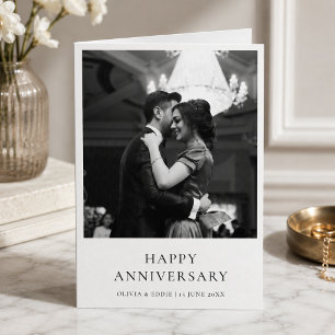 Cartão Anniversary Photo Elegant Modern Minimalist