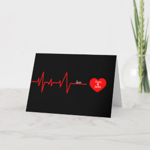 Cartão Anniversary red heart beat