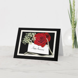 Cartão Anniversary Rose with pearls