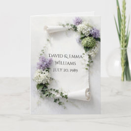 Cartão Anniversary Scroll with Lilacs and Hydrangeas 