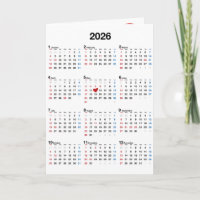 Ano de Aniversário 2026 Com Coração Vermelho