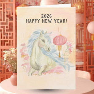 Cartão Ano do Cavalo 2026 Ano Novo Chinês