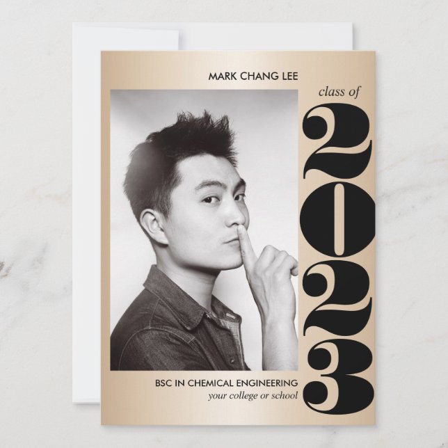 CARTÃO ANO DOURADO | GRADUAÇÃO DE FOTOS A NEGRO NEGRO (Frente)