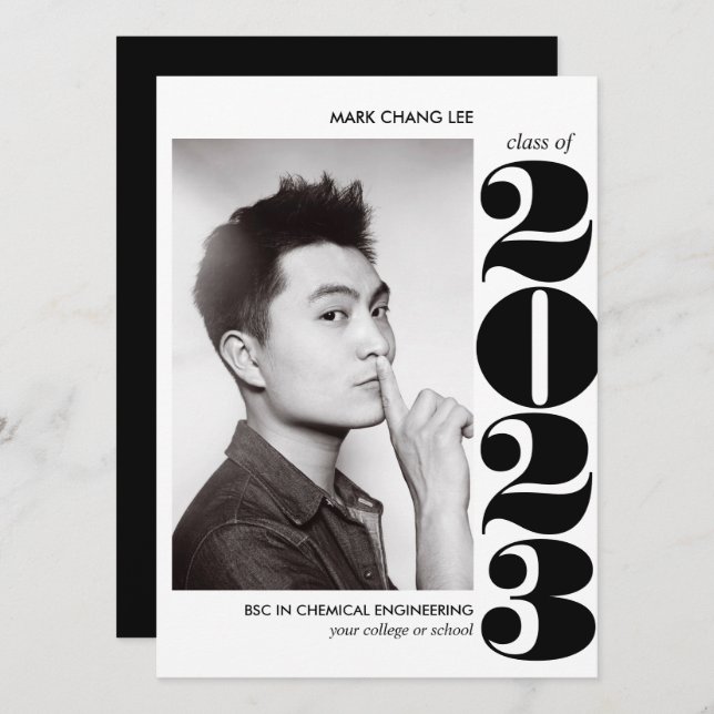 CARTÃO ANO EPIC | GRADUAÇÃO DE FOTOS A NEGRO NEGRO (Frente/Verso)