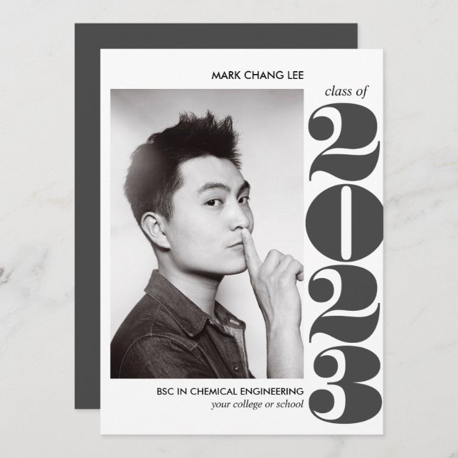 CARTÃO ANO EPIC | GRADUAÇÃO DE FOTOS DA FACULDADE DE CINZ (Frente/Verso)