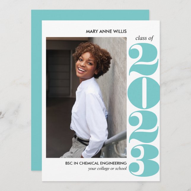 CARTÃO ANO EPIC | GRADUAÇÃO DE FOTOS DO COLÉGIO AZUL AQUA (Frente/Verso)