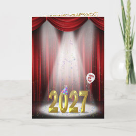 Cartão Ano Novo 2027 No Palco Em Destaque