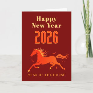 Cartão Ano Novo Cavalo Chinês Moderno 2026