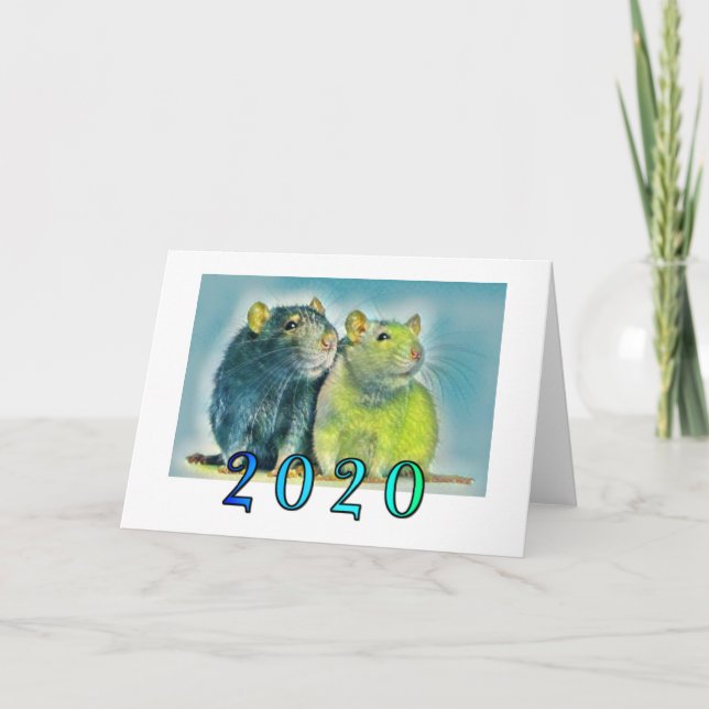 Cartão Ano Novo Chinês 2020 Rato (Frente)